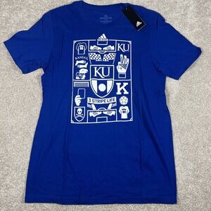 Adidas Kansas Jayhawks T-Shirt Blue Men's‎ Medium Amplifier Tee Soccer Icons NWT